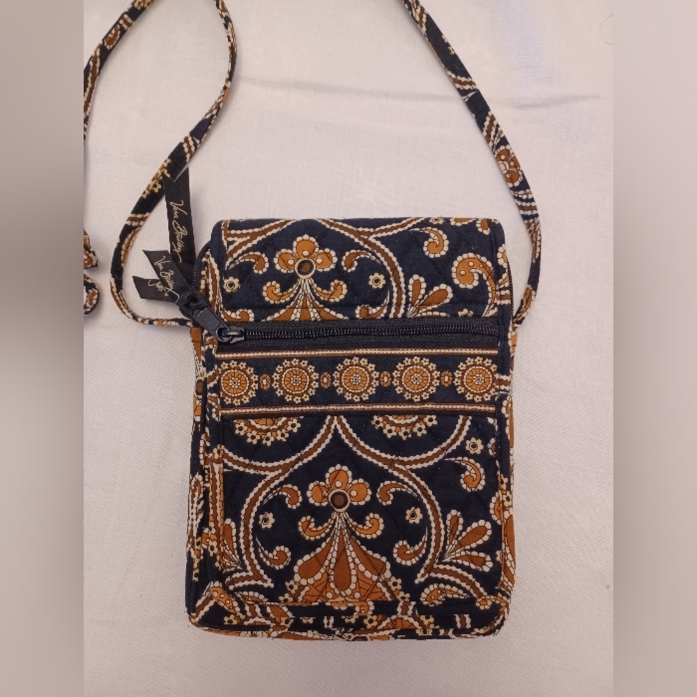 Vera Bradley Navy and Brown Quilted Paisley Crossbody